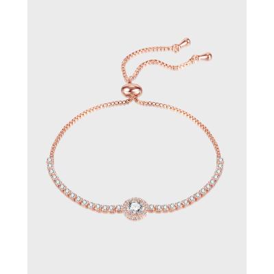 China New CLASSIC Delicate Clear Zircon Chain Tennis Bracelet Women Stainless Steel Jewelry Sterling Silver Gold Plated Full for sale