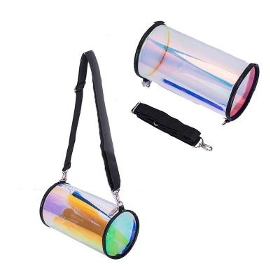 China Cute Private Label PVC Holographic Beauty Travel Case Roll Up Transparent Makeup Bags for sale