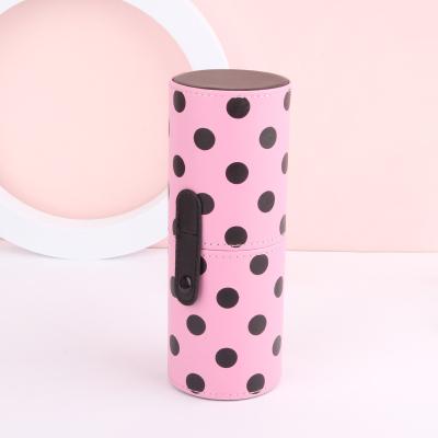 China Fashion High Quality Leather Makeup Brush Case Cosmetic Brushes Cylinder Women Makeup Beauty Tools for sale