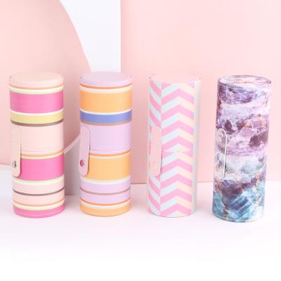 China Case Leather Cylinder Cylinder Makeup Brush Fashion Private Label PU Travel Brush Holder Cosmetic Tools for sale