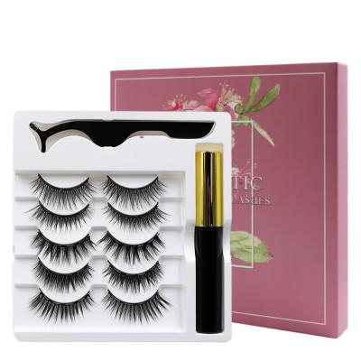 China 6 Natural Soft Enhanced Luxury Reusable Magnet Magnetic Eyelashes And Magnetic Eyeliner Kit 5 Pairs for sale