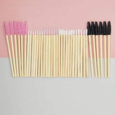 China 50 Packs Disposable Eco-Friendly Biodegradable Bamboo Handle Mascara Makeup Brushes for sale