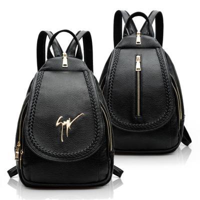 China Daily Small Fashion Ladies Backpack Black Korean Style PU Leather Vintage for sale