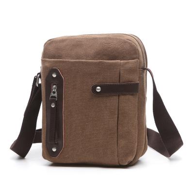 China Business Male Messenger Small Crossbody Bag Khaki With Vertical Zipper for sale