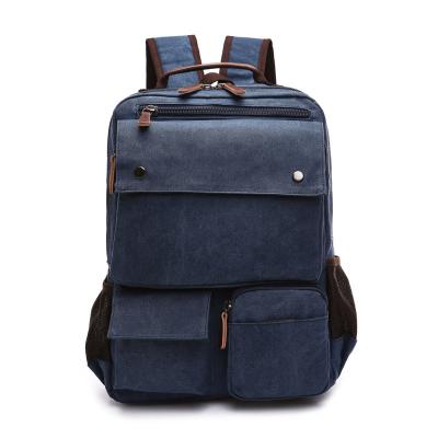 China Casual Leather Laptop College Student Backpack Dark Blue / Army Green for sale