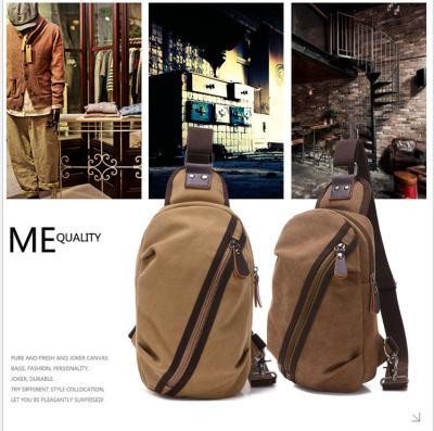 China Brown Cotton Canvas Single Strap Backpack For School Boys Outdoor Activities Use for sale