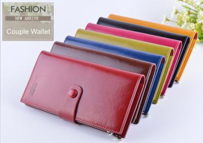 China Men Oil Wax Leather Clutch Wallet Three Fold Long Type With Card ID Holder for sale