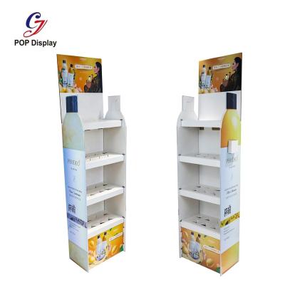 China Cardboard Display Stand Single Sided Supermarket Paper Floor Display Shipper Customized Advertising Rack For Beverage Promotion for sale