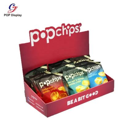 China Retail Stores Custom Logo Brand Wholesale Cardboard Table Top Advertising Display for Chips Paper Display Box For Lollipop at Retail Stores for sale