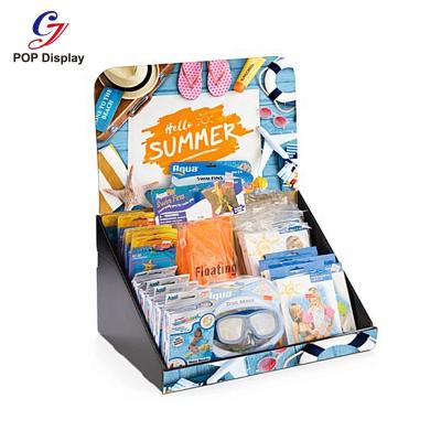 China Hot Selling Custom Cosmetic Shop Countertops Display Paper Table Top Corrugated Desktop Display Boxes For Perfume Summer Cosmetic Spray Shop for sale