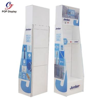 China Light Weight Customizable Size Cardboard Display Stand Hang Flooring Display Stand For Toothbrush Promotion for sale