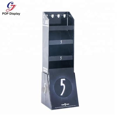 China Custom Varnishing Floor Peg Hook Display Paper Retail Cardboard Mall Free Printing Stand Up Rack For Gum In Supermarket for sale