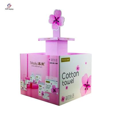 China Fashional Factory Price Manufacturer Supplier Promotion Dump Trash Can Tapered Display Cardboard Two Tier Floor Large Display For Skin Care Bath for sale