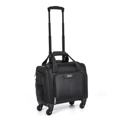 China Carbin Size Travel Luggage Bag Carry On Suitcase Factory Price Polyester 4 Spinner Wheels 16