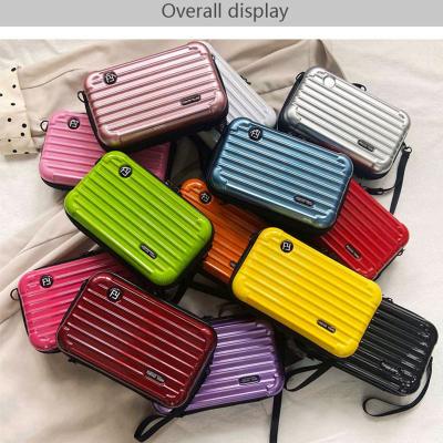 China Fashion Mini Luggage Type Cosmetic Bag Shell Pc Abs Travel Trolley Hard Luggage Set With Hard Cosmetic Bag for sale