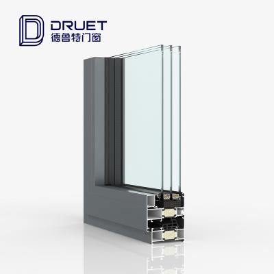 China Customized Fixed Waterproof Heat Insulation Exterior Windproof Aluminum Tempered Lowe Glass Double Casement Sliding Door for sale