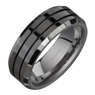 China CLASSIC 8mm Tungsten Wedding Band Silver/Gold/Black Brick Pattern Brushed Finish Engagement Ring Masculine Comfort Fit for sale