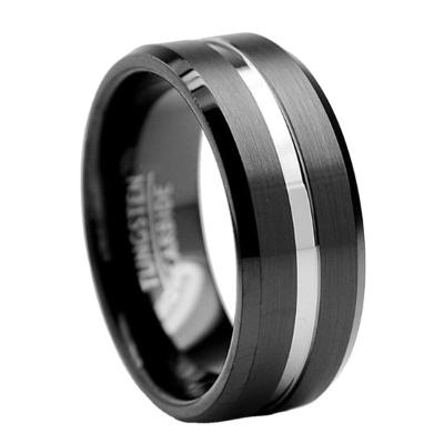 China CLASSIC Factory direct sale pure tungsten carbide mens rings titanium rings boy ring black for sale