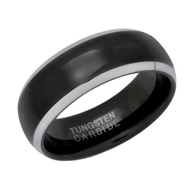 China CLASSIC Dongguan custom made mens black ring glue rings black tungsten carbide black obsidian ring for sale