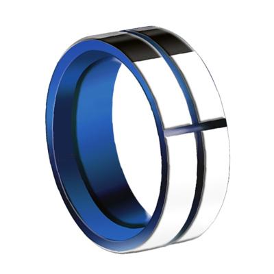 China CLASSIC Small wholesale blue titanium ring for men tungsten carbide fine jewelry rings dark blue mens for sale