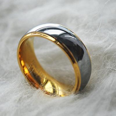 China CLASSIC Engraved Personalized Tungsten Rings For Men Women Wedding Band Two Tone Gold Silver Engagement for sale