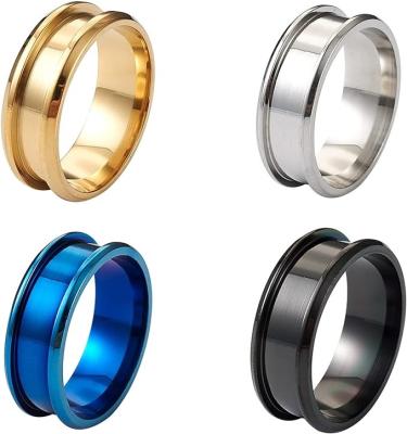 China CLASSIC Tungsten carbide Grooved Finger Rings Titanium channel ring blanks High Polished Grooved stainless steel Core Blank Rings for sale