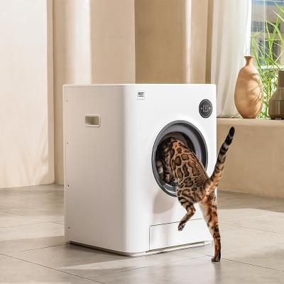 China Automatic Self-cleaning Large Automatic Cat Litter Box Self Cleaning Big Cat Litter Box APP Control Safe Cat Toliet Machine for sale