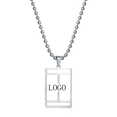 China CLASSIC Square Hiphop Personality Stainless Steel Hook Tick Pendant Necklace Beads Chain Necklace Jewelry for sale