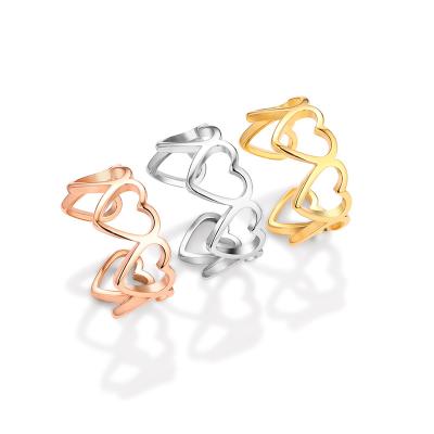 China European and American Love Heart-shaped Hollow Heart-shaped Titanium Ring Female Fashion Personality Simple Romantic Steel Ring for sale