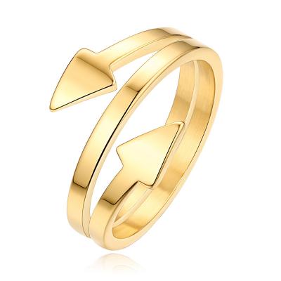 China DAYHAO Ring Korean Version Of Simple Fashion Personality Fashion Wind Punk Titanium Steel Dark Arrow Pointed Metal Texture Ring for sale