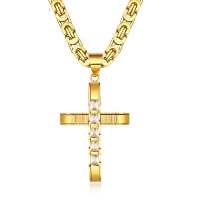 China CLASSIC punk style necklace Hip Hop fashionable literary men's pendant cross necklace and women's stainless steel for sale