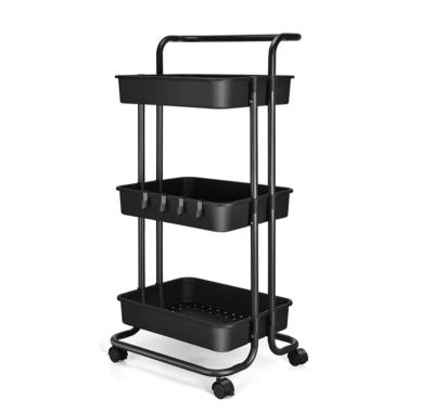 China 3 Tier Sustainable Utility Rolling Cart - Organizer Storage Cart Kitchen Baby Tray Cart With Cart Handles for sale