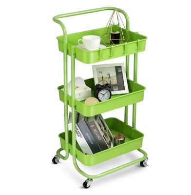 China Sustainable 3 Layers Bathroom Utility Cart Rolling Storage Cart With Wheel for sale