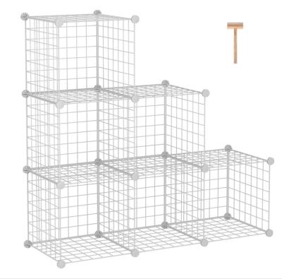 China Metal Adjustable Grid Cube Storage Unit (Height) Modular Bookcase Cube Storage Stackable Shelf for sale