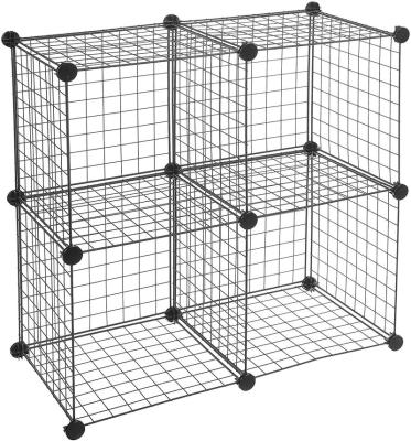 China CUBE Cabinet Metal Wire Storage Organizer Viable Wire Mesh Shelves Wardrobe On Sale Wholesale DIY 4 for sale