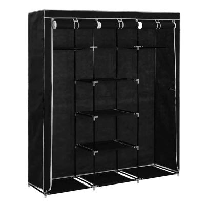 China (Size)Adjustable Folding Fabric Wardrobe With Metal Tubes Clothes Storage Wardrobe for sale