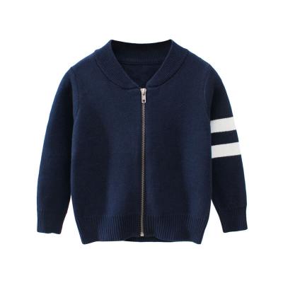 China Custom Designer Fashion Casual Fall Winter Warm 100% Cotton Knitted Cardigan Sweater Jacket With Zipper For Kids Girl And Boy for sale