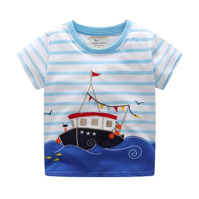 China Factory Wholesale Original Viable Fashionable Korean Stylish Cotton Kids Boys 100% Striped T-shirt With Nice Copy for sale