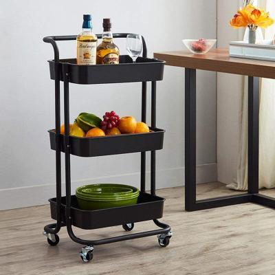 China Storage Tier Rolling Cart Rolling Trolley Carts Serving Kitchen Kitchen Rolling Troly Cart carritos serving metal for sale