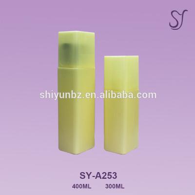 China 300ml Suitable 400ml PE Pillar Empty Square Shampoo Lotion Bottles A253 for sale