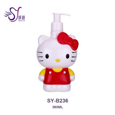 China Personal Care 380ml Good Morning Plastic Kitty Shaped Lovely Shampoo / Lotion / Shower Gel Bottle for sale