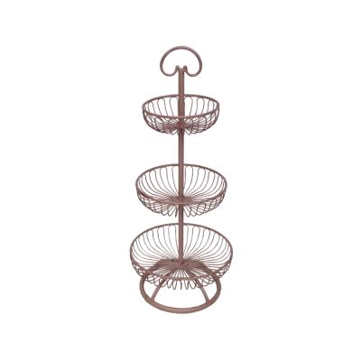 China Multilayer Kitchen Metal Shelf Candy 3 Tier Fruit Rack Storage Stocked Desktop Rack for sale