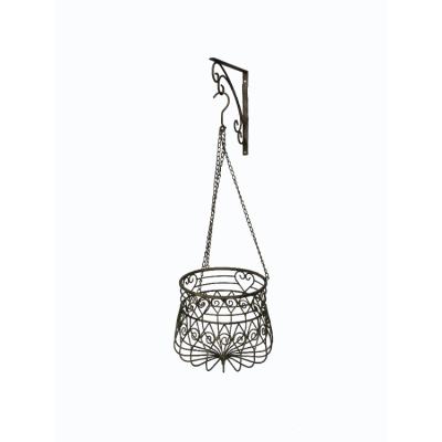 China 2021 Hot Selling Decoration Stocked Iron Wrought Galley Storage Metal Hanging Basket for sale