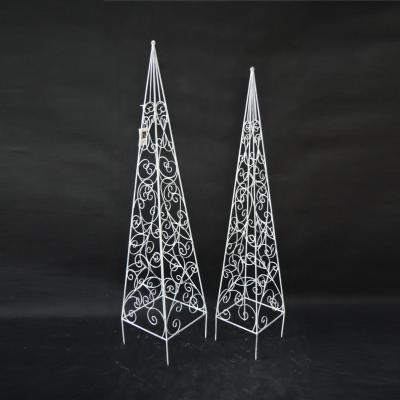 China ECO-FRIENDLY Outdoor Decor Metal Tower Metal Obelisk Lattice Climb Plant Stake Garden Decoration for sale