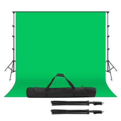 China Foldable Photo Studio Background Support Kit With Green Muslin Screen Backdrop for sale