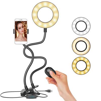 China Mobile Phone Holder With Selfie Light Drop Shipping Cheap USB Selfie Ring Light With Lazy Clip Bracket For iPhone Android Cell Phone Stand Holder Wholesale for sale