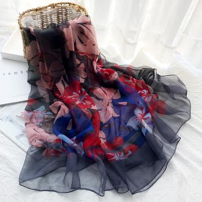 China Long Women's Fashion Embroidered Fashion Head Scarf Soft Silk Scarf for sale