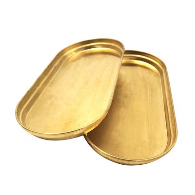 China Recycled Materials Metal Fast Food Metal Serving Trays Copper Tray Oval Non-Slip Restaurant Customized for sale