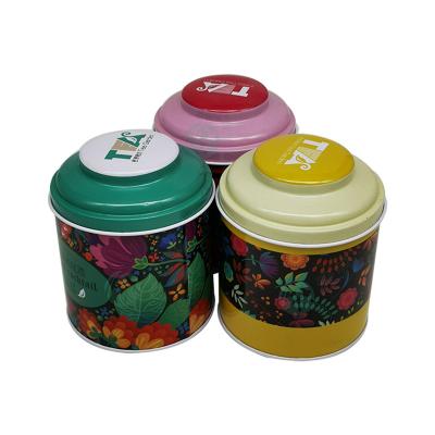 China Tin Cans Suppliers With Inner Tin Canisters Printed Seamless Round Lid Beverage Air Tight Colored Tin Cans 100g for sale