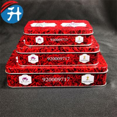 China Tin Customized Engraved Logo Empty Rectangle Metal Packaging Purchasing Vintage Tea Tins Tea/Saffron Printing Box Suitcase Set for sale